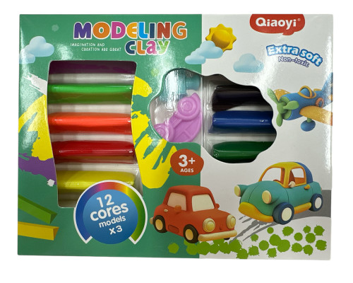 Пластилин 12 цв., с формочками (96)