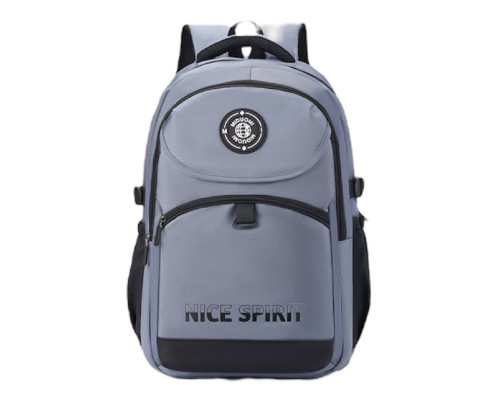 Рюкзак школьный, "NICE SPIRIT" 46*30*19см, синий, D6613# (60)