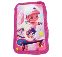 Пенал 2-яр., пустой, "Skateboarding girl" 12,5*19,5*4