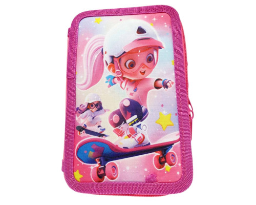 Пенал 2-яр., пустой, "Skateboarding girl" 12,5*19,5*4