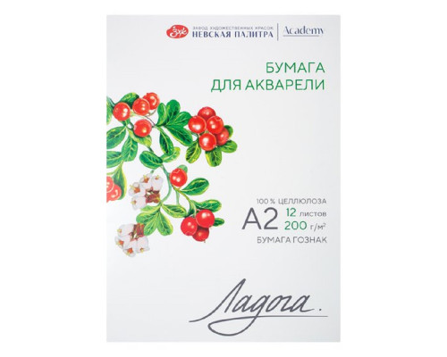 Папка для акварели А2, 12лист. "Ladoga" 200gr. 252781934
