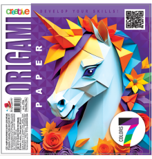 Hârtie colorată pentru origami 190x190mm. 7 culori, 35 de coli. Art.: 2706