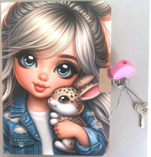 Блокнот с замочком A6, 64л. чистый лист, твердая обложка, N9859 (120)