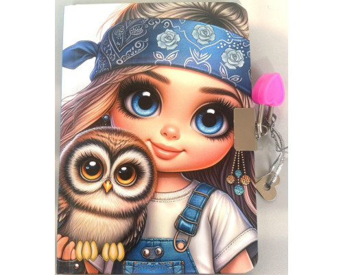 Блокнот с замочком A6, 64л. чистый лист, твердая обложка, N9861 (120)