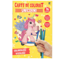 Carte de colorat cu autocolante "Unicorni" A4, 16pag., P*3996