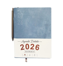 Agenda A5 datata 2026, Velura, albastru deschis, coperta integrala+ pix *4492 (88)