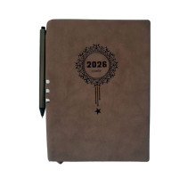 Ежедневник A5 датированный 2026, Ornament, коричневый, интегр. обложка + ручка *6085 (88)
