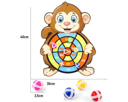 Настенный дартс «Обезьянка» +3 мячика на липучке S47-30 (200)