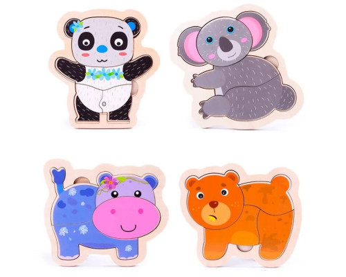 Mini-puzzle "Baby", lemn, 4 piese, 15*15cm, asortate S47-32 (240)