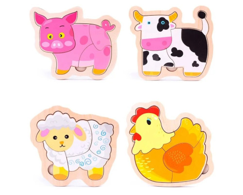 Mini-puzzle "Baby", lemn, 4 piese, 15*15cm, asortate S47-32 (240)