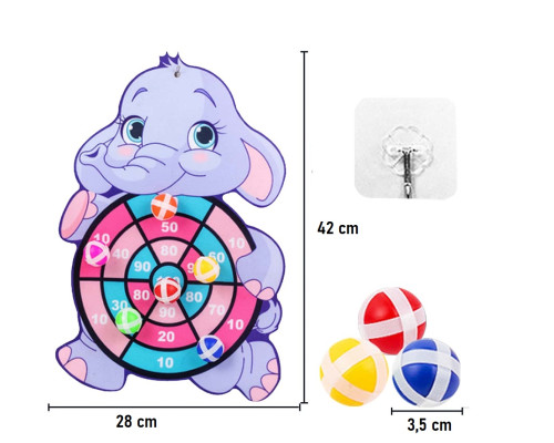 Darts de perete „Elefant” + 3 mingi adezive S47-30 (200)