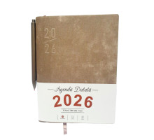 Agenda A5 datata 2026 Velura, bej, coperta integrala+ pix *4508 (88)