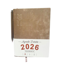Agenda A5 datata 2026 Velura, bej, coperta integrala+ pix *4508 (88)