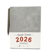 Agenda A5 datata 2026, Velura, gri, coperta integrala+ pix *4515 (88)