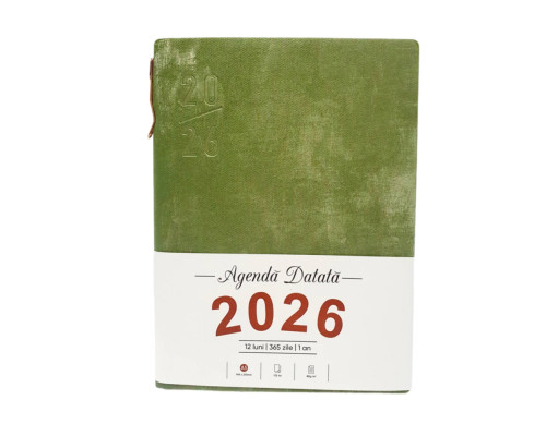 Agenda A5 datata 2026, Velura, oliva, coperta integrala+ pix *6139 (88)