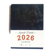 Agenda A5 datata 2026, Velura, negru, coperta integrala+ pix *6146 (88)