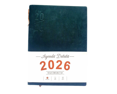 Agenda A5 datata 2026, Velura, verde, coperta integrala+ pix *4546 (88)