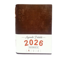 Ежедневник A5 датированный 2026, Velura, коричневый, интегр. обложка + ручка *6009 (88)
