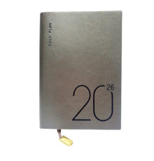 Agenda A5 datata 2026, Metalic, Metalic, gri, coperta integrala *6016 (88)