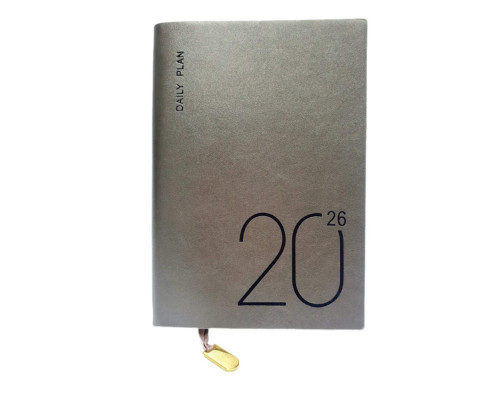 Ежедневник A5 датированный 2026, Metalic, серый, интегр. обложка *6016 (88)