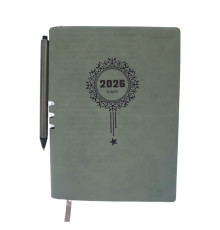 Ежедневник A5 датированный 2026, Ornament, серый, интегр. обложка + ручка *6092 (88)