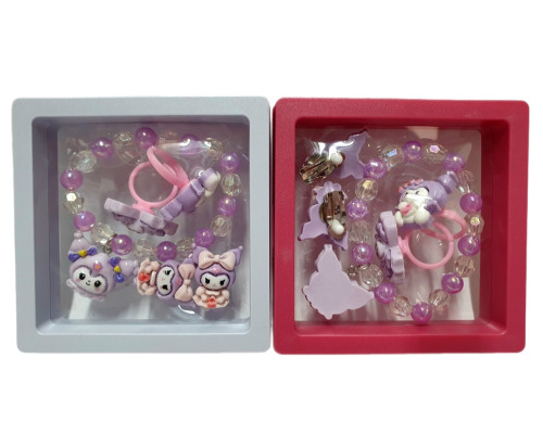 Set de bijuterii pentru copii „Kuromi”, în cutie cadou, 6 buc. S43-3 (20)