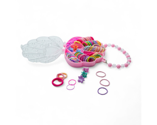 Set accesorii de par pentru copii in caseta scoica cu maner, 90 piese. S45-6