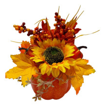 Compozitie decorativa "Toamna de aur" dovleac/floarea soarelui 25*18 cm. S49-1 (72)