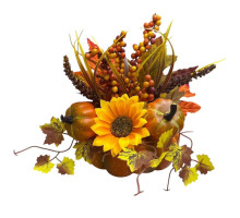 Compozitie decorativa "Toamna de aur" dovleac/floarea soarelui 21*24 cm. S49-2 (72)