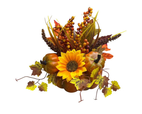 Compozitie decorativa "Toamna de aur" dovleac/floarea soarelui 21*24 cm. S49-2 (72)