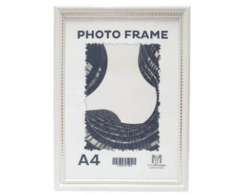 Rama foto A4 cu suport, alb cu margina mărgele 19мм F1917-15G CM*1984 Rama foto A4 cu suport, alb cu margina mărgele 19мм F1917-15G CM*1984
