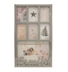 Foto colaj Family, gri, 6 foto + 3 clestisoare, 55*32cm, PH196FA (24)