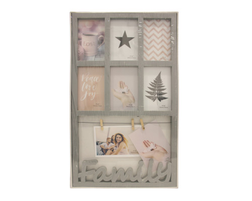 Foto colaj Family, gri, 6 foto + 3 clestisoare, 55*32cm, PH196FA (24) Foto colaj Family, gri, 6 foto + 3 clestisoare, 55*32cm, PH196FA (24)