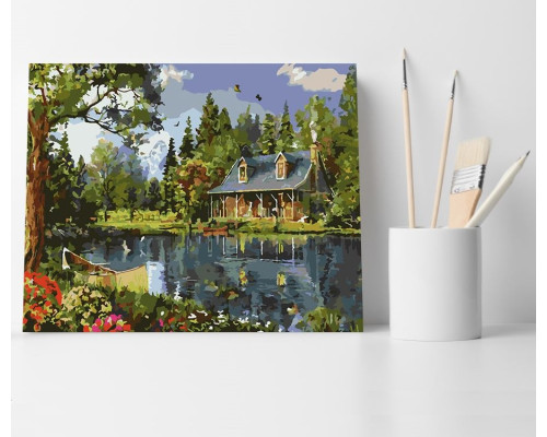 Set pictură pe numere 40*50 "Casa la lac" 4202 Set pictură pe numere 40*50 "Casa la lac" 4202