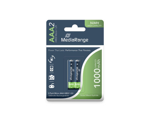 Baterie reancarcabila AAA MediaRange, NiMH Micro, HR03, 1,2V, 2шт. MRBAT122