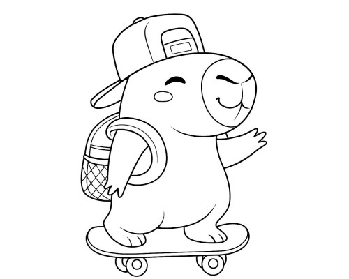 Set de pictat pe pânză pentru copii 20x25 "Capibara Skater" +6vopsee +pensula 7001