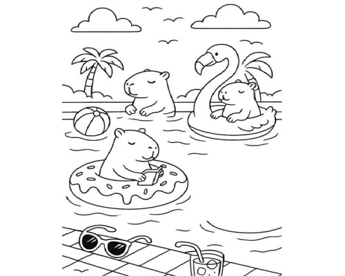 Set de pictat pe pânză pentru copii 20x25 "Capibara in piscină" +6vopsee +pensula 7004