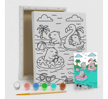 Set de pictat pe pânză pentru copii 20x25 "Capibara in piscină" +6vopsee +pensula 7004