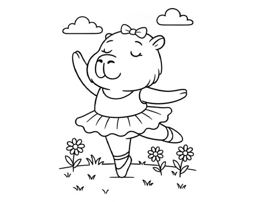 Набор детский для рисования на холсте 20*25 "Капибара балерина"+6 красок +кисточка 7005