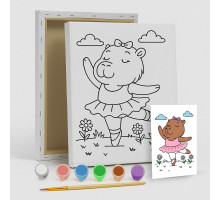 Set de pictat pe pânză pentru copii 20x25 "Capibara balerină" +6vopsee +pensula 7005