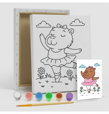 Set de pictat pe pânză pentru copii 20x25 "Capibara balerină" +6vopsee +pensula 7005