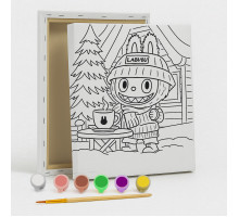 Set de pictat pe panza pentru copii 20x25 "Labubu iarna" 6 culori si pensula7006