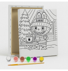 Set de pictat pe pânză pentru copii 20x25 "Labubu iarna" +6vopsee +pensula 7006