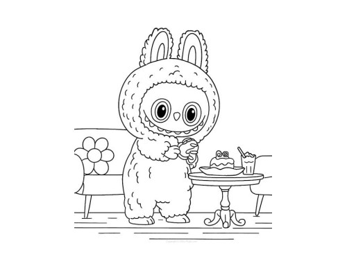 Set de pictat pe pânză pentru copii 20x25 "Labubu gurmand" +6vopsee +pensula 7007