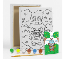 Set de pictat pe pânză pentru copii 20x25 "Labubu în poieniță" +6vopsee +pensula 7008