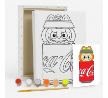 Набор детский для рисования на холсте 20*25 "Лабубу-Cola"+6 красок +кисточка 7009