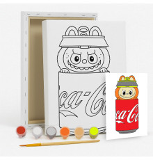 Set de pictat pe pânză pentru copii 20x25 "Labubu-Cola" +6vopsee +pensula 7009