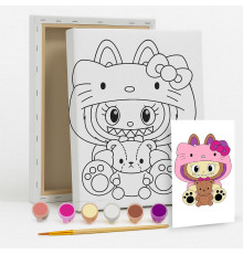 Set de pictat pe pânză pentru copii 20x25 "Labubu-Kitty" +6vopsee +pensula 7010