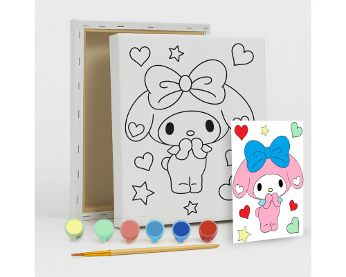 Set de pictat pe pânză pentru copii 20x25 "Melody My Love" +6vopsee +pensula 7011