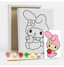 Set de pictat pe pânză pentru copii 20x25 "Melody сu căpșunică" +6vopsee +pensula 7012